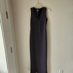 Vintage women dress Sz M dark grey floor length special occasion prom formal